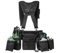 Birodeko Cinturón de herramientas con tirantes, chaleco de herramientas resistente con múltiples bolsas de herramientas y soporte de cintura, organizador de herramientas ideal para carpinteros,