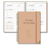 BIROYAL Planificador diario sin fecha, cuaderno con lista de tareas, lista de tareas, planificador de citas, espiral de 120 páginas/60 hojas 148x210mm, cuadernos de notas con tapa dura, planificación