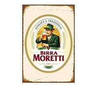 Birra Moretti - Letrero de metal retro con diseño de cerveza italiana italiana, decoración de metal, decoración de pared, letrero vintage de lata de 7.8 x 11.8 pulgadas (largo x ancho)