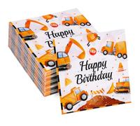 Birshe 100 Happy Birthday Servilletas,16,5 X 16,5 Cm Digger Servilletas De Cumpleaños Servilletas Bulldozer De Vehículo De Construcción Para Niños Y Niñas Decoración De Mesa De Fiesta De Cumpleaños