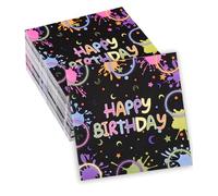 Birshe 100 Happy Birthday Servilletas Coloridas,Servilletas De Papel Decoración Cumpleaños Servilletas De Cumpleaños Para Fiesta De Cumpleaños Accesorios De Decoración 16.5 X 16.5 cm