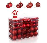 Birshe 100 Piezas Bolas de Navidad,Bolas de Árbol Navidad Adorno Inastillable de PláStico Adorno para DecoracióN Navideña para Habitación Interior Decoración para El Abeto Fiesta de Navidad Rojo
