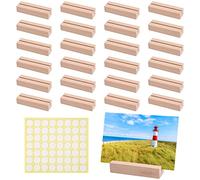Birshe 24 Piezas Soportes para Tarjetas de Madera, soporte para números de mesa de madera, soporte para fotos, Soportes Tarjetas Madera Rectangular para Visita Boda Banquete Celebración Fiesta