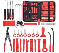 Birshe 39 Piezas Herramientas Kit Desmontar Coche, Herramientas de Desmontaje para Desmontar el Salpicadero, Herramientas Desmontar Interiores Coche Radio Audio con estuche (Rojo)