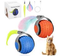 Birshe Bola de Juguete Interactivo para Gatos,Bola de Gato,Pelota para Gatos,Eléctrica de 360° Juguete Interactivo con Recargable Tipo-C luz LED,para Ejercicio Animal Doméstico Gatos