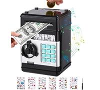 Birshe Huchas Electronicas con Contraseña, Cajero Automatico Digital, ATM, Caja de Monedas, Juguete Divertido, Regalos Originales para Niños, Negro