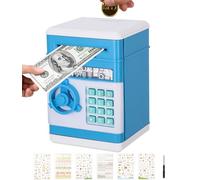 Birshe Huchas Electronicas,Hucha Infantil Hucha Cajero Automatico Mini Cajero Electrónico Caja para Ahorrar Dinero con Bonitas Pegatinas Juguetes Que Ahorran Dinero Regalos para Niños Niñas Celeste