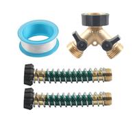 Birtern Divisor de manguera, divisor de grifo de conexión rápida con protector de resorte, adaptador de espiga de manguera, conector de 2 vías de rosca de 3/4 pulgadas para lavado de jardín al aire