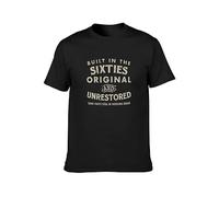 Birthday Biker 1960'S Built In The Sixties Unrestored Motorcycle Unisex 100% Cotton Short-Sleeve T-Shirts Black M