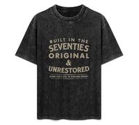 Birthday Biker 1970S Built in The Seventies Unrestored Motorcycle T-Shirt Printed tee Graphic Top for Men Black Shirt XL