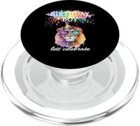 Birthday Boy Celebre Cool Lion con gafas de sol y sombrero PopSockets PopGrip para MagSafe