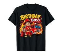 Birthday Boy Firefighter Fire Truck Themed Party Kids Camiseta
