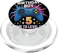 Birthday Boy Time To Level Up Gamer Video Game 5 Años PopSockets PopGrip para MagSafe