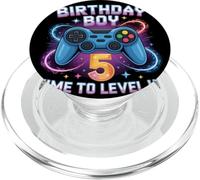 Birthday Boy Time To Level Up Gamer Video Game 5 Años PopSockets PopGrip para MagSafe