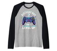 Birthday Boy Time To Level Up Gamer Video Game 7 Años Camiseta Manga Raglan