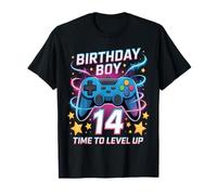 Birthday Boy Time To Level Up Gamer Videojuego 14 Años Camiseta