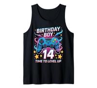 Birthday Boy Time To Level Up Gamer Videojuego 14 Años Camiseta sin Mangas
