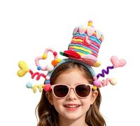Birthday Cake Headband - Fabric Wire | Twistable Adjustable Headdress Photography Hair Clip | Creative Novel Party Star Accessory for Girls Ladies Mothers Festive Events