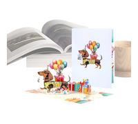 Birthday Card, Pop-up Greeting Cards Birthday Dog, 11.81x7.87x0.04 inches Adorable Compact Cute Note for Son Daughter Mom Dad Boyfriend Girlfriend Aunt Grandpa Her