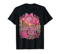 Birthday Cowgirl Western Boots Coquette Bow Birthday Girl Camiseta