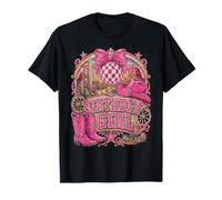 Birthday Cowgirl Western Boots Coquette Bow Birthday Girl Camiseta