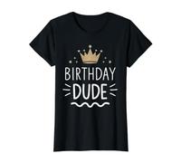 Birthday Dude Retro King Celebrate Camiseta gráfica económica, Mujer, Negro, L