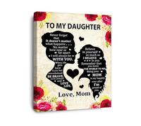 Birthday Gift for Daughter from Mom To My Daughter Saying Canvas Wall Art Daughter Never Forget That Poster for Bedroom Living Room Dorm Decor(Framed,12x18inch(30x45cm))