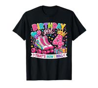 Birthday Girl 4 Years Old Roller Skate 4th Birthday Party Camiseta