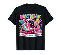 Birthday Girl 5 Years Old Roller Skate 5th Birthday Party Camiseta