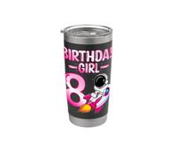 Birthday Girl Kids Astronaut Space 8th Birthday Party Vaso térmico de acero inoxidable de doble pared
