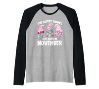 Birthday GNOME Design The Cutest Gnomes Are Born In November Camiseta Manga Raglan