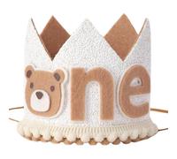 Birthday Party Bear - Cuero artificial + tela no tejida, 3.11x3.11x3.5in Sombrero del primer cumpleaños | Glitter Bear-Themed Photography Prop For Bedroom, Living Room, Parks, Fiestas