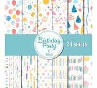 Birthday Scrapbook Paper Pad - 8.5 x 8.5 in - 24 Double-Sided Patterned Sheets - Decorative Craft Paper for Card Making, Journaling, Planners, Origami, Decoupage, and Scrapbooking