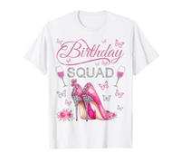 Birthday Squad Tacones altos Mariposas Diva Squad Bday Crew Camiseta