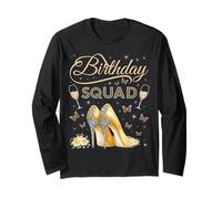 Birthday Squad Tacones altos Mariposas Diva Squad Bday Crew Manga Larga