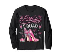Birthday Squad Tacones altos Mariposas Diva Squad Bday Crew Manga Larga