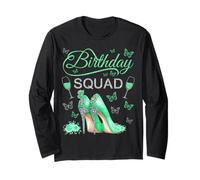Birthday Squad Tacones altos Mariposas Diva Squad Bday Crew Manga Larga