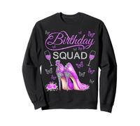 Birthday Squad Tacones altos Mariposas Diva Squad Bday Crew Sudadera