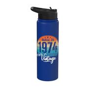 Birthday Vintage Año de nacimiento 1974 Cumpleaños bday Stainless Steel Insulated Water Bottle