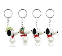 BirthZan Snooopy - Llavero con figura de Snooopy, 4 llaveros lindos de character, colgante de personalidad 3D, lindos llaveros de anime