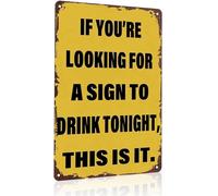 BIRXPMOS Drink Tonight Quote Humorous Aluminum Sign for Pub Style Home Office Decor 8 X 12 in