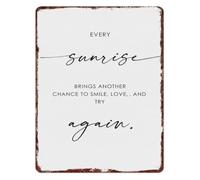 BIRXPMOS Every Sunrise Brings Another Chance Quote Metal Tin Sign Rustic Wall Decor for Home Bedroom Living Room Reading Nook 8 X 12 in