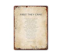 BIRXPMOS First They Came Poem Quote Vintage Tin Sign Thought Provoking Wall Decor for Study Office 8 X 12 in