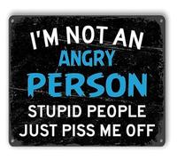 BIRXPMOS For Men Funny Tin Sign Im Not An Angry Person Sarcastic Wall Decor for Man Cave Garage 8 X 12 in