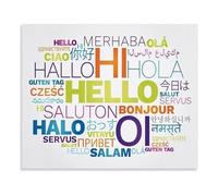 BIRXPMOS Hello in Different Languages Word Cloud Poster Multilingual Art Canvas Print for Bedroom Living Room Home Office Decor(Unframed,16x24inch(40x60cm))
