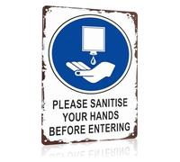 BIRXPMOS Humorous Hand Sanitizer Sign Sanitize Hands Before Entering Metal Sign for Wall 8 X 12 in