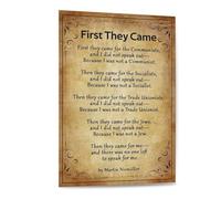 BIRXPMOS Martin Niemoller First They Came Poem - Inspirational Quote Canvas Art, Historical Wall Decor for Living Room Office(Unframed,12x18inch(30x45cm))