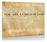 BIRXPMOS Metal Tin Sign Our Deepest Fear Quote Wall-Art You Are A Child of God Inspirational Wall Decorative Room Poster for Printing Modern Home Painting for Home Office Bedroom