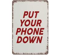BIRXPMOS Put Your Phone Down Funny Sign Vintage Metal Tin Plaque for Family Dinner Digital Detox Home Cafe Decor 8 X 12 in