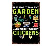 BIRXPMOS Rustic Chicken Coop Sign Rooster Metal Tin Sign Farmhouse Decor for Garden Shed Kitchen Wall-Art 8 X 12 in